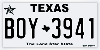 TX license plate BOY3941