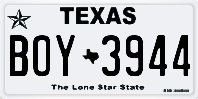 TX license plate BOY3944
