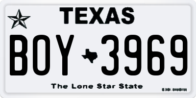 TX license plate BOY3969