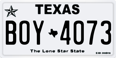 TX license plate BOY4073