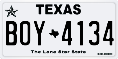 TX license plate BOY4134