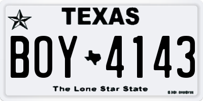 TX license plate BOY4143