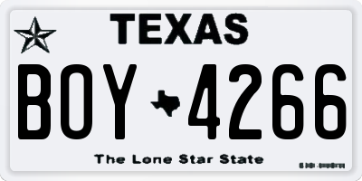 TX license plate BOY4266