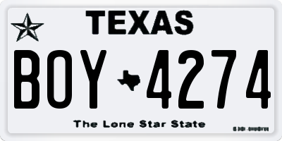 TX license plate BOY4274