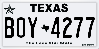 TX license plate BOY4277