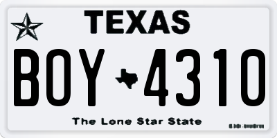 TX license plate BOY4310