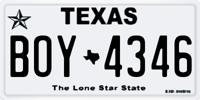 TX license plate BOY4346