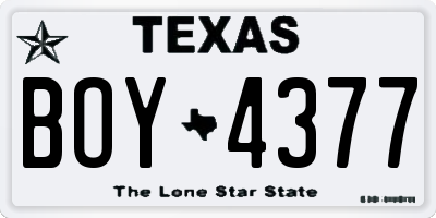 TX license plate BOY4377
