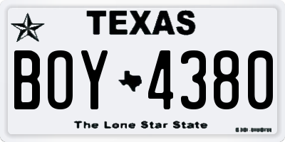 TX license plate BOY4380