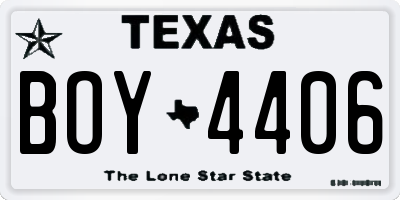 TX license plate BOY4406