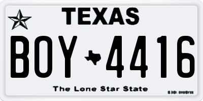 TX license plate BOY4416