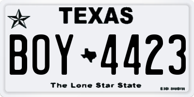 TX license plate BOY4423