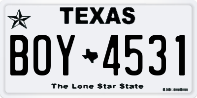 TX license plate BOY4531