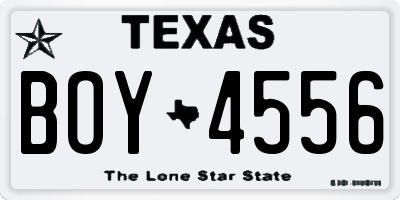 TX license plate BOY4556