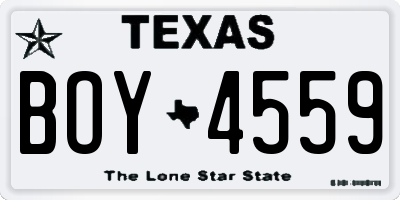 TX license plate BOY4559