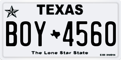 TX license plate BOY4560