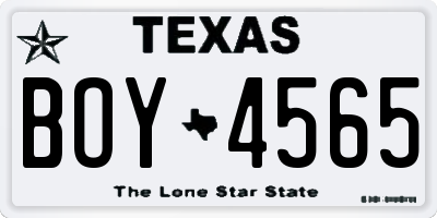 TX license plate BOY4565