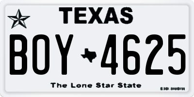 TX license plate BOY4625