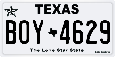 TX license plate BOY4629