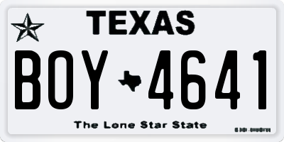 TX license plate BOY4641