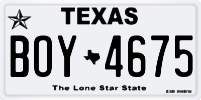 TX license plate BOY4675