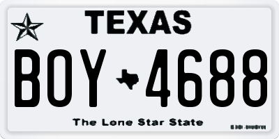 TX license plate BOY4688