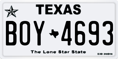 TX license plate BOY4693