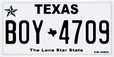 TX license plate BOY4709