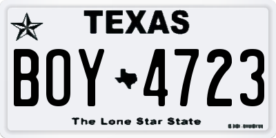 TX license plate BOY4723