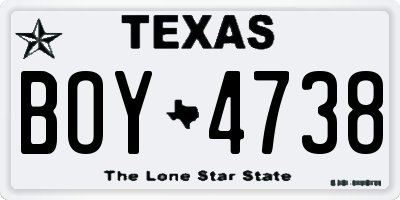 TX license plate BOY4738