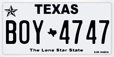 TX license plate BOY4747