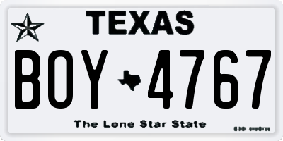 TX license plate BOY4767