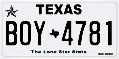 TX license plate BOY4781