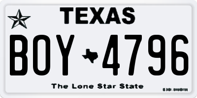 TX license plate BOY4796