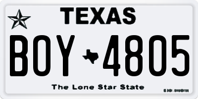 TX license plate BOY4805