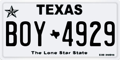 TX license plate BOY4929