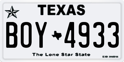 TX license plate BOY4933