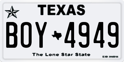 TX license plate BOY4949