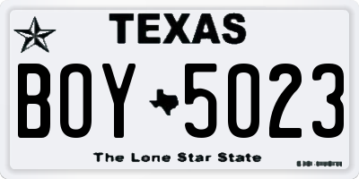 TX license plate BOY5023