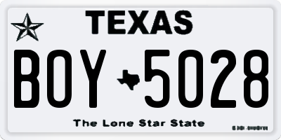 TX license plate BOY5028