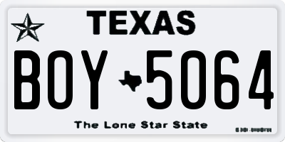 TX license plate BOY5064