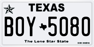 TX license plate BOY5080
