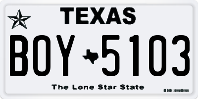 TX license plate BOY5103