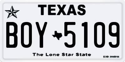 TX license plate BOY5109