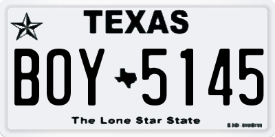 TX license plate BOY5145