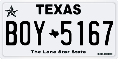 TX license plate BOY5167