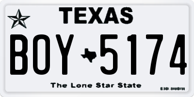 TX license plate BOY5174