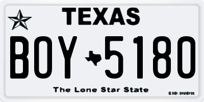 TX license plate BOY5180