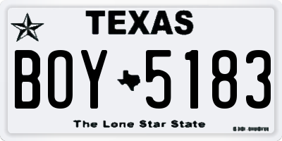 TX license plate BOY5183