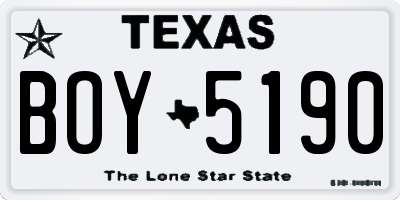 TX license plate BOY5190